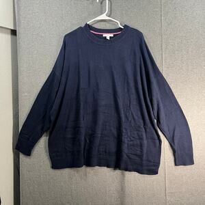 Isaac Mizrahi Live! Pullover Sweater with Pockets Dark Navy, Size 1X